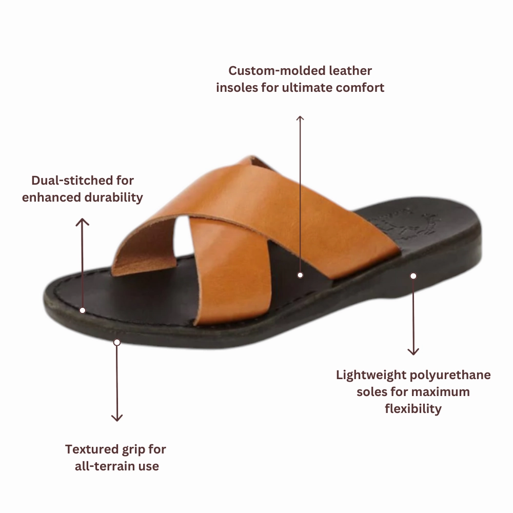 Comfortable And Pretty Sandals Elan - Leather Cross Strap Sandal | Black Tan