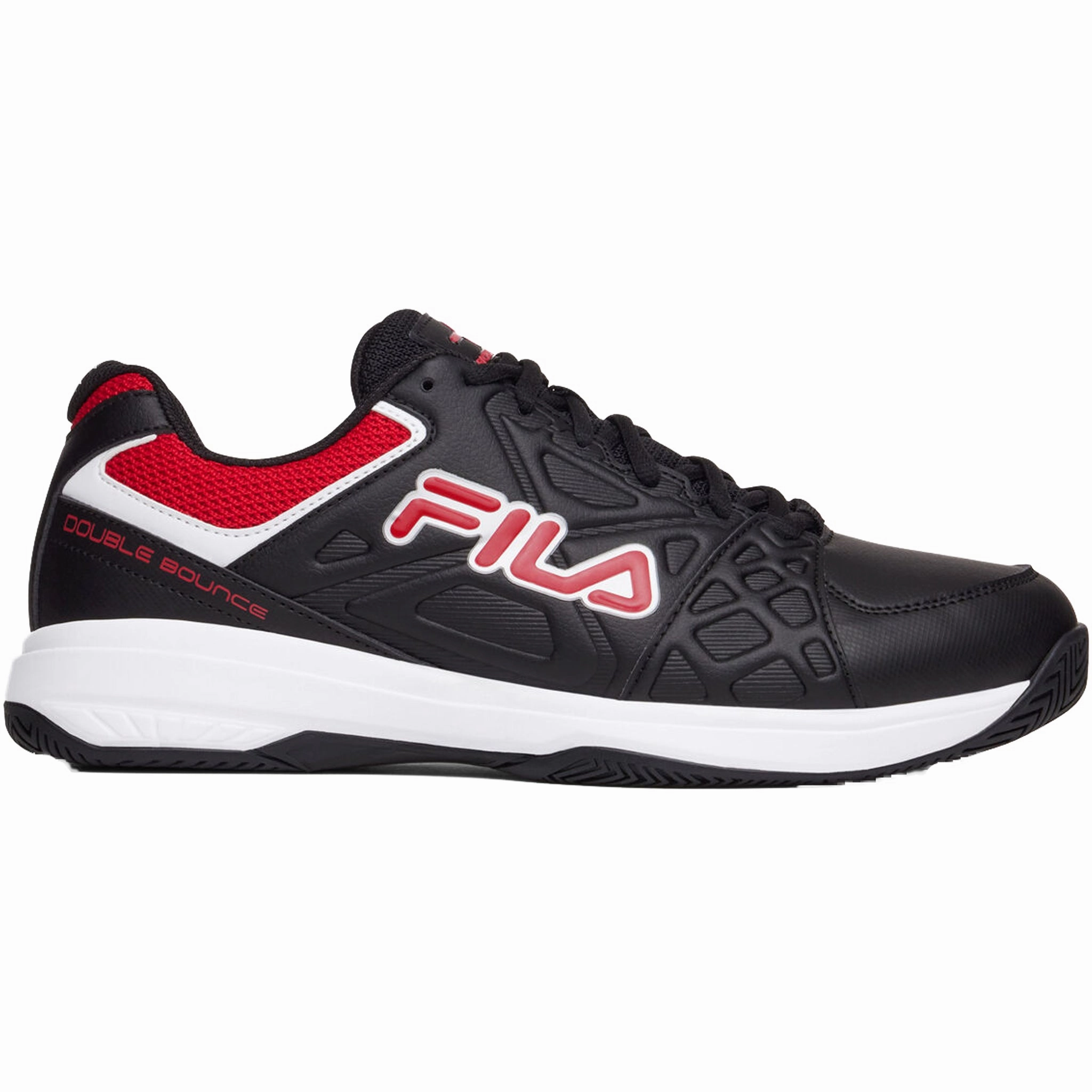 Best Shoes For Smart Casual Fila Men's 1PM00601 014 Double Bounce 3 Black White Red Pickleball Shoes