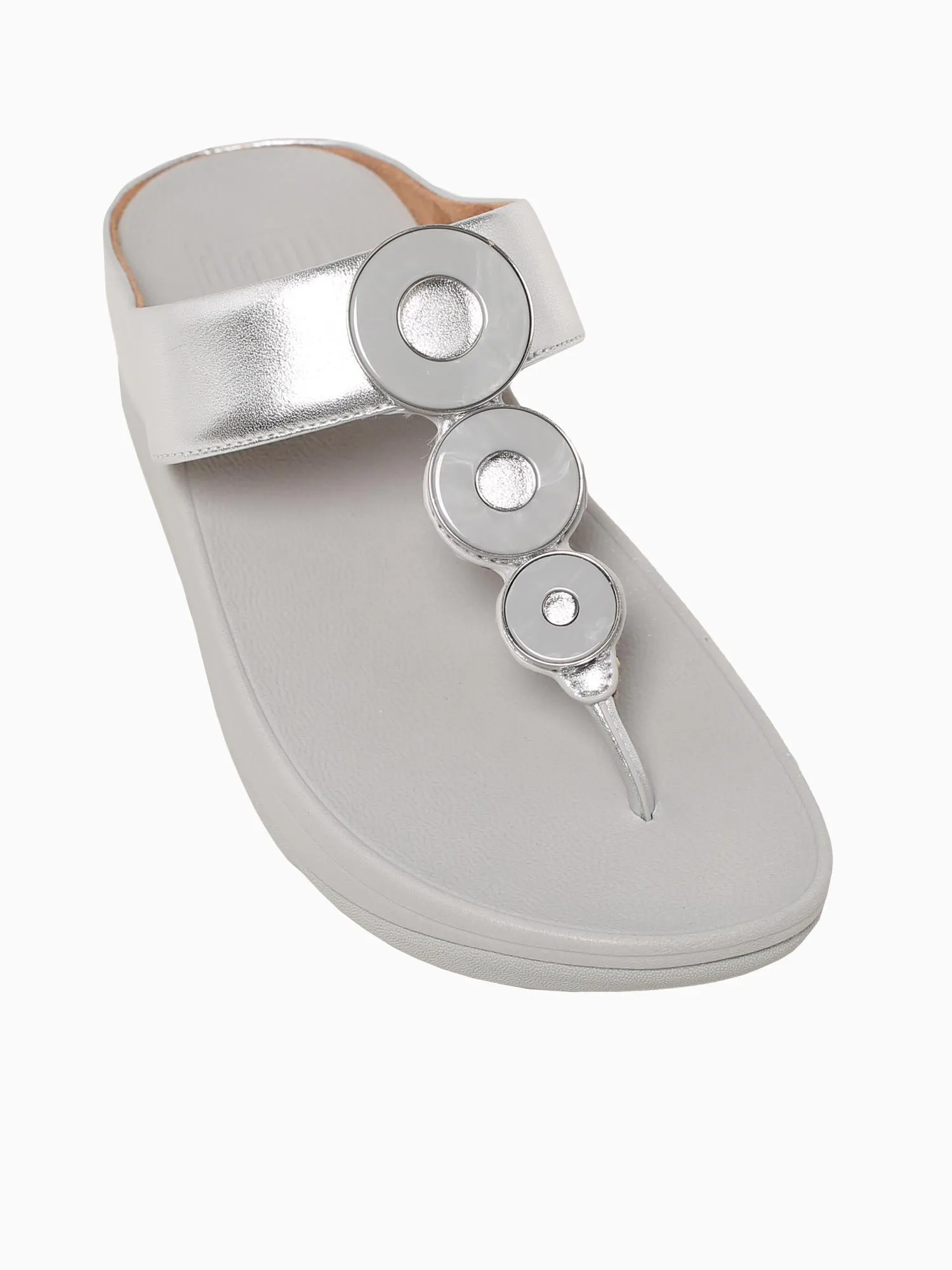 Fino Resinhoop Silver Leather Casual Shoes Low Top