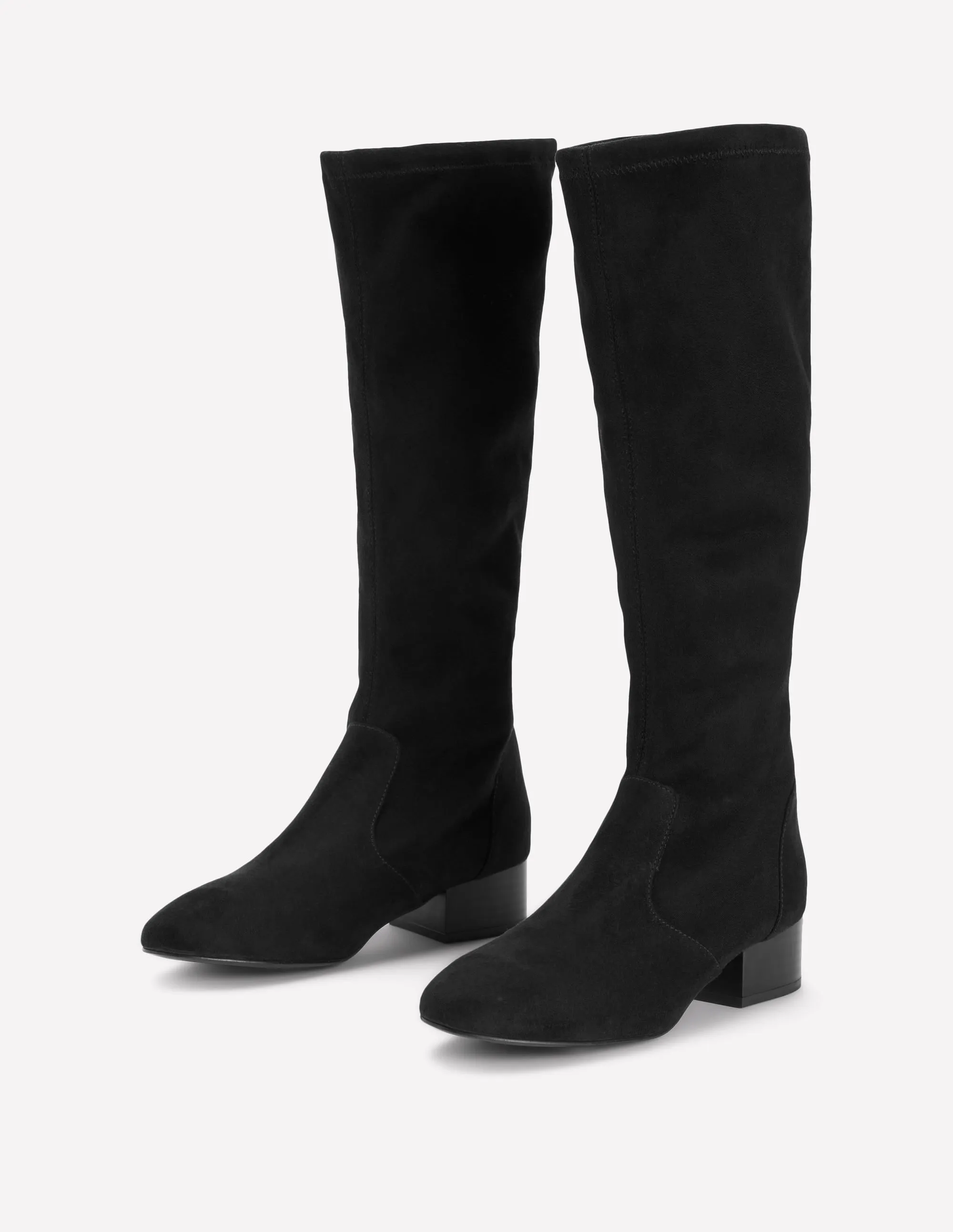 Slouchy Over The Knee Boots Flat Stretch Boots-Black
