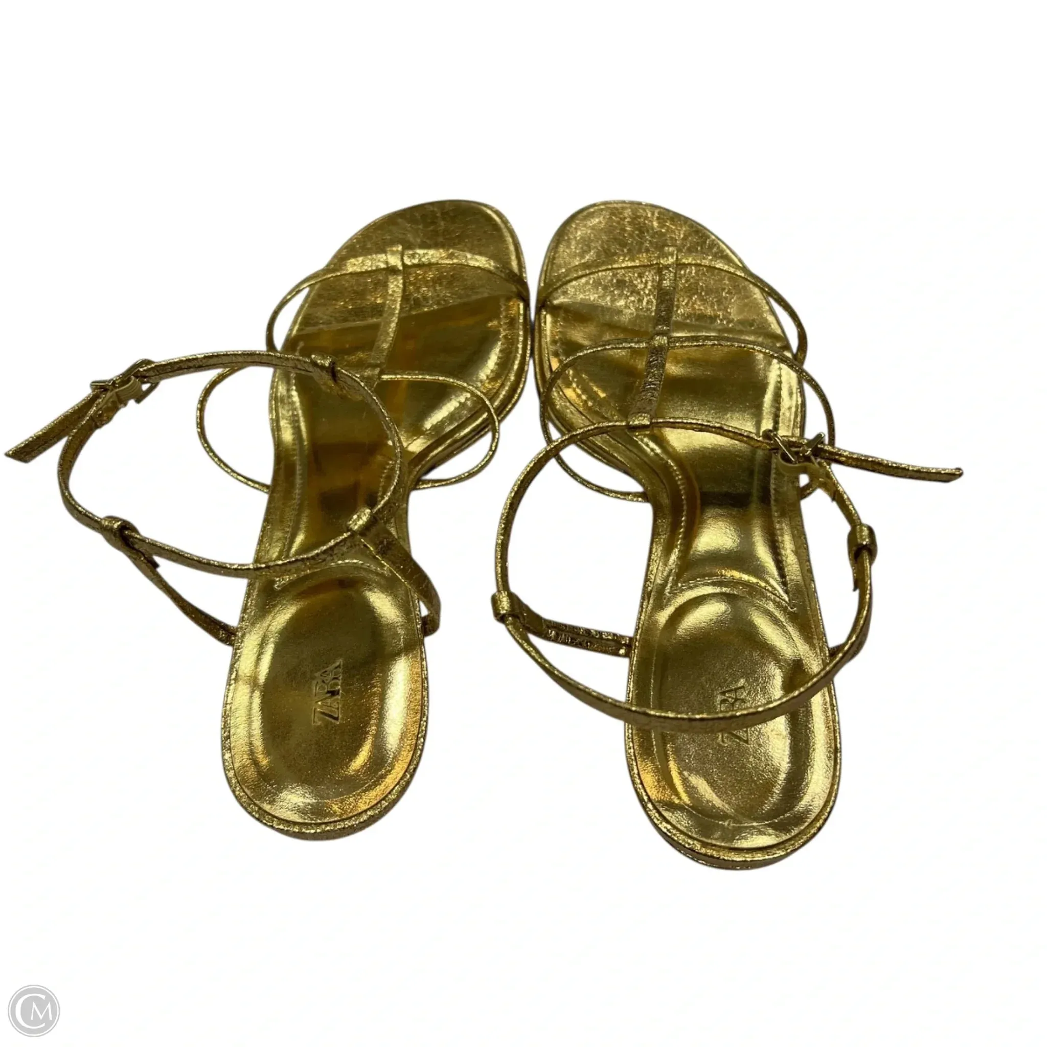 Black Casual Work Shoes Shoes Heels Kitten By Zara In Gold, Size: 9