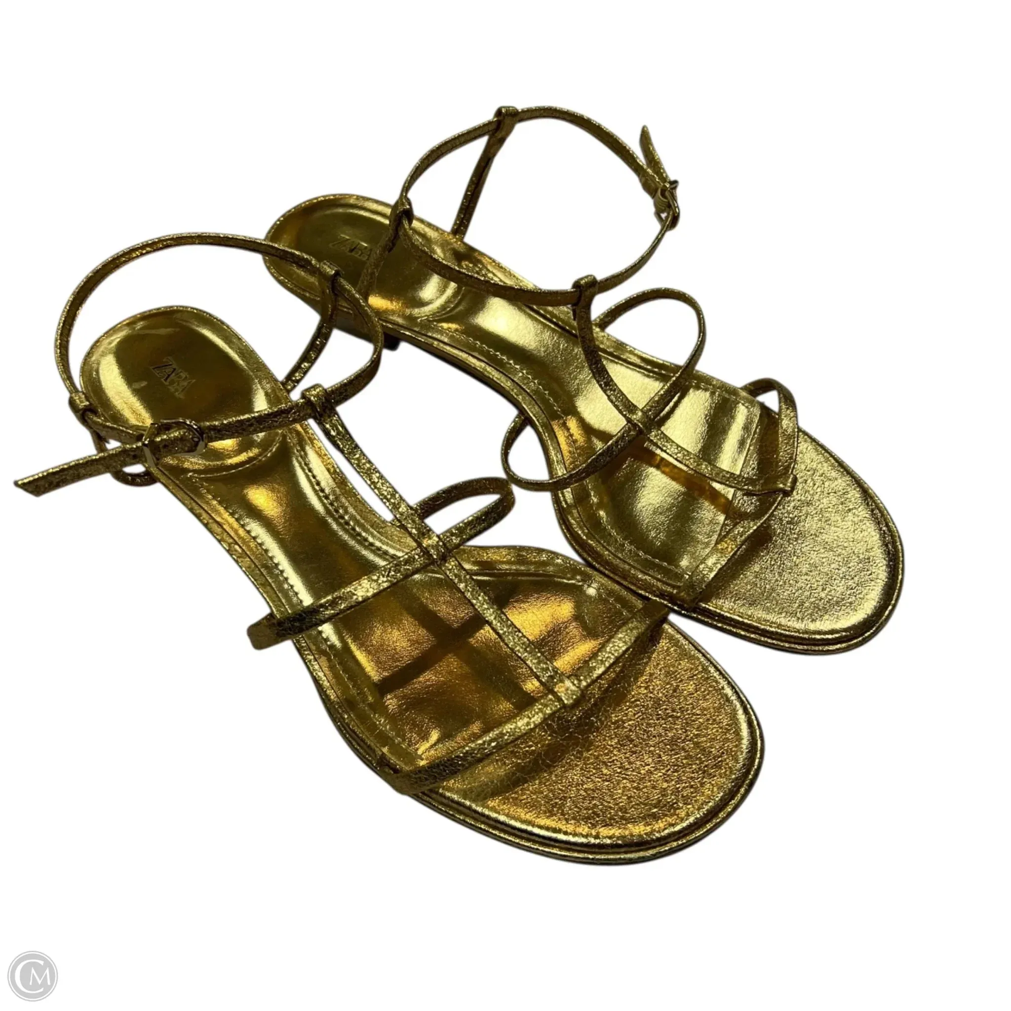 Casual Shoes That Go With Anything Shoes Heels Kitten By Zara In Gold, Size: 9