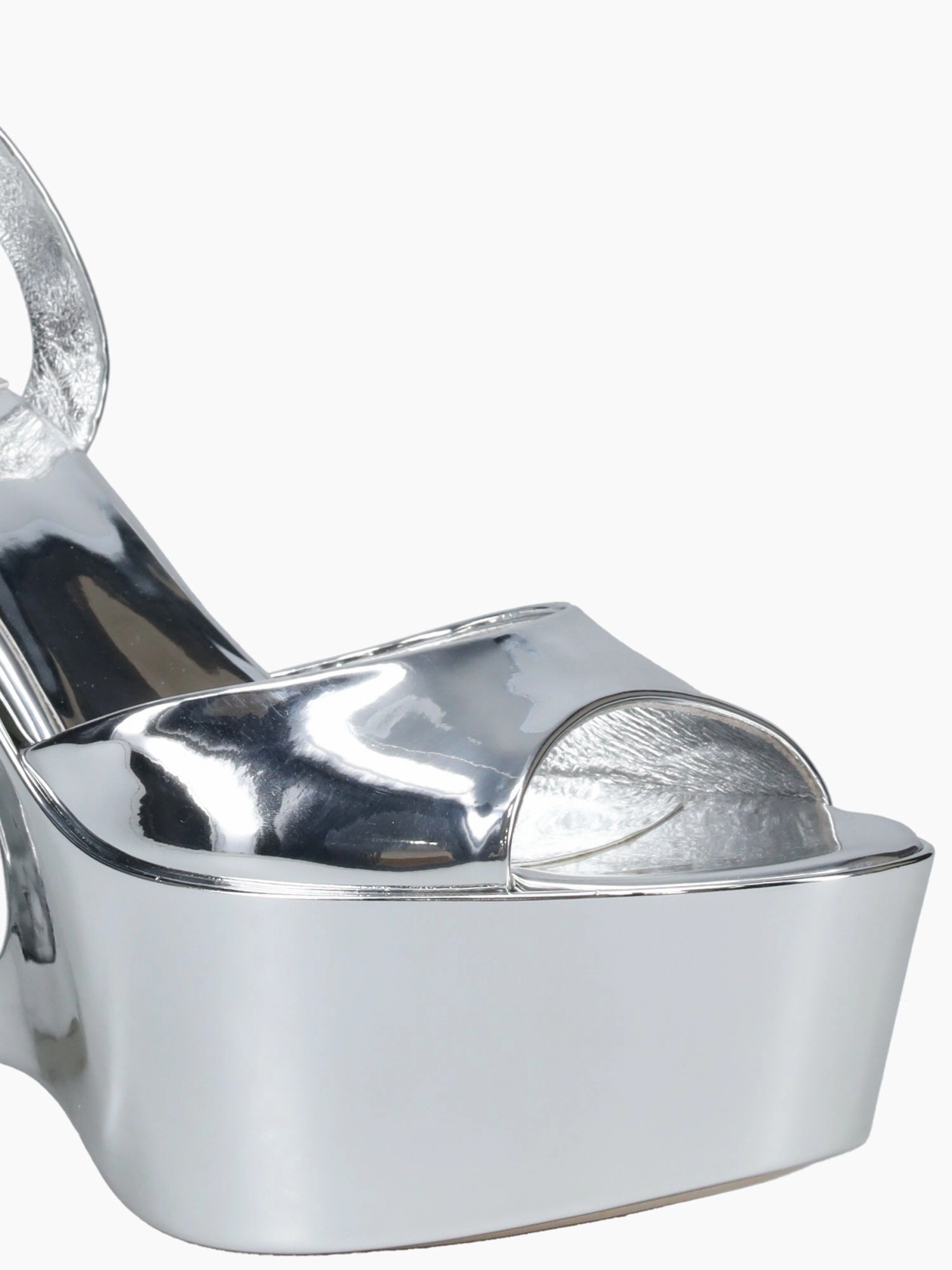 High Sole Casual Shoes Dreamon Silver Patent