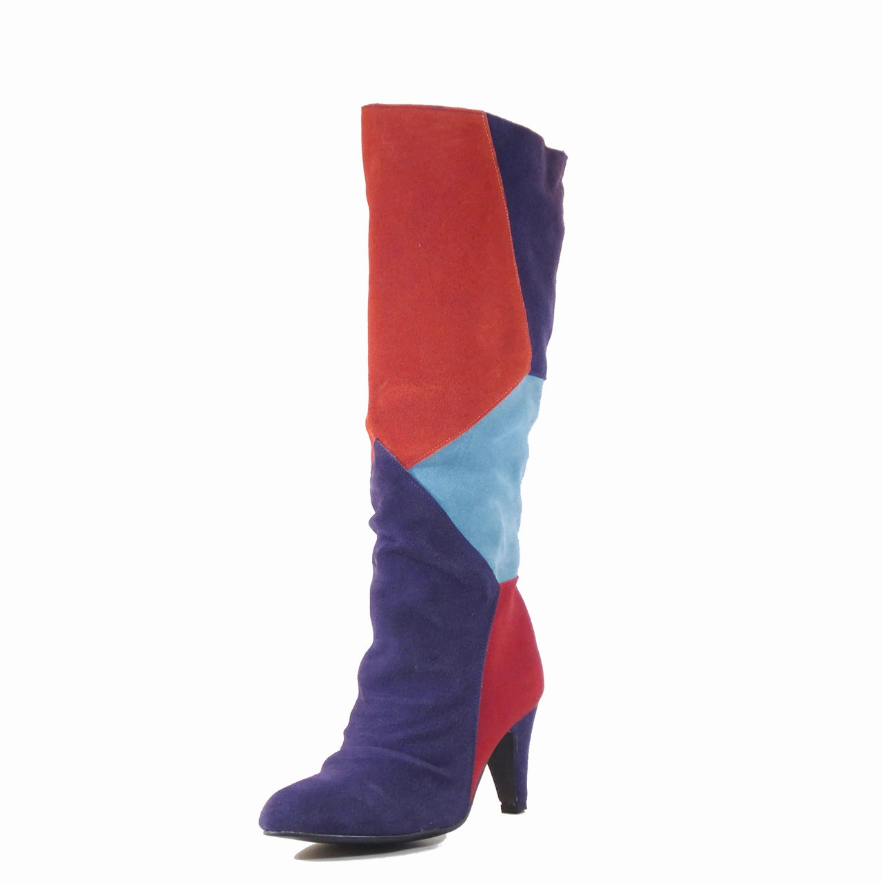 Samira Patchwork Tall Heeled Boots Boots With Faux Fur