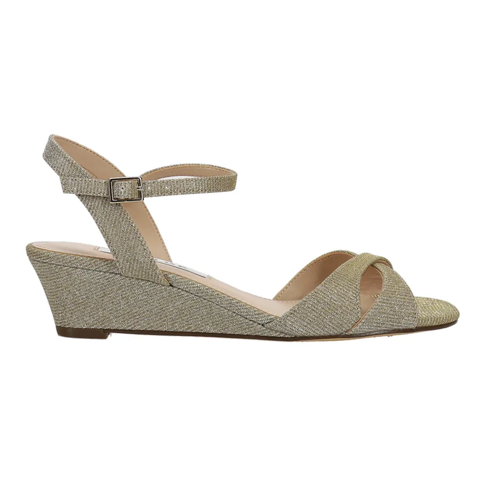 Flora Glitter Ankle Strap Wedge Sandals Orthopedic Business Casual Shoes