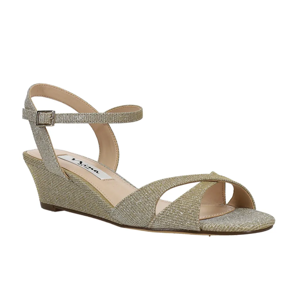 Flora Glitter Ankle Strap Wedge Sandals Higley Lace Casual Shoes