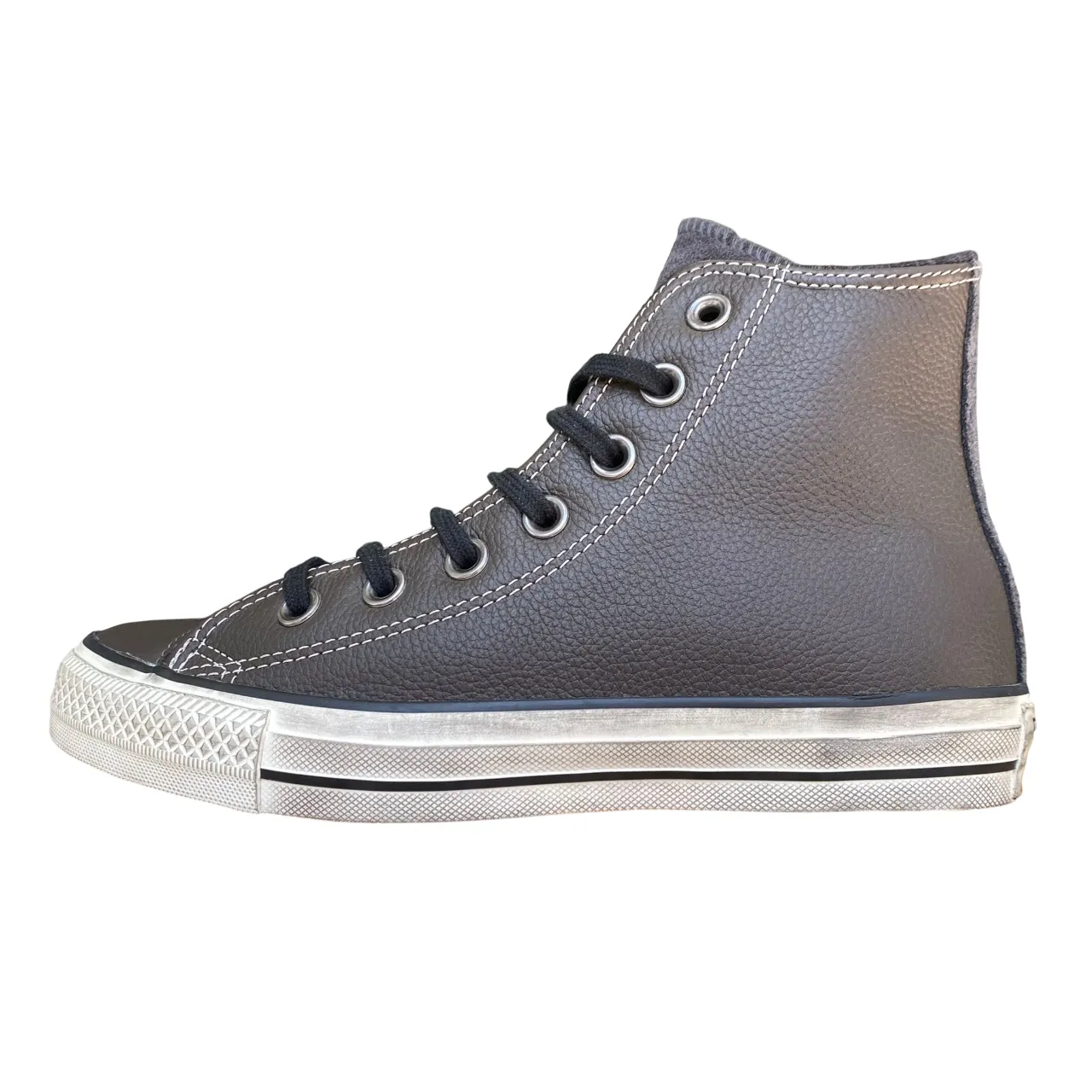 Wide Width High Top Sneakers Converse All Star Chuck Taylor Distressed HI Unisex Pelle 158967C | Sneakers alta marrone