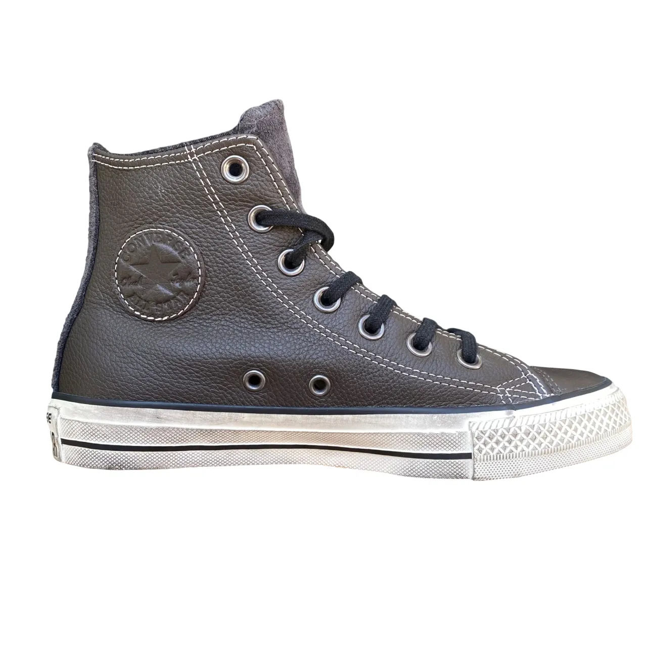 Sneakers For Fallen Arches Converse All Star Chuck Taylor Distressed HI Unisex Pelle 158967C | Sneakers alta marrone