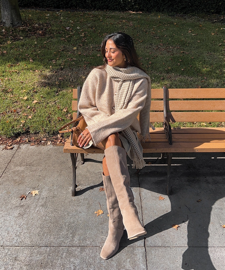 FYNN BOOTS TRUFFLE SUEDE - re:vita Extra Wide Calf Dress Boots