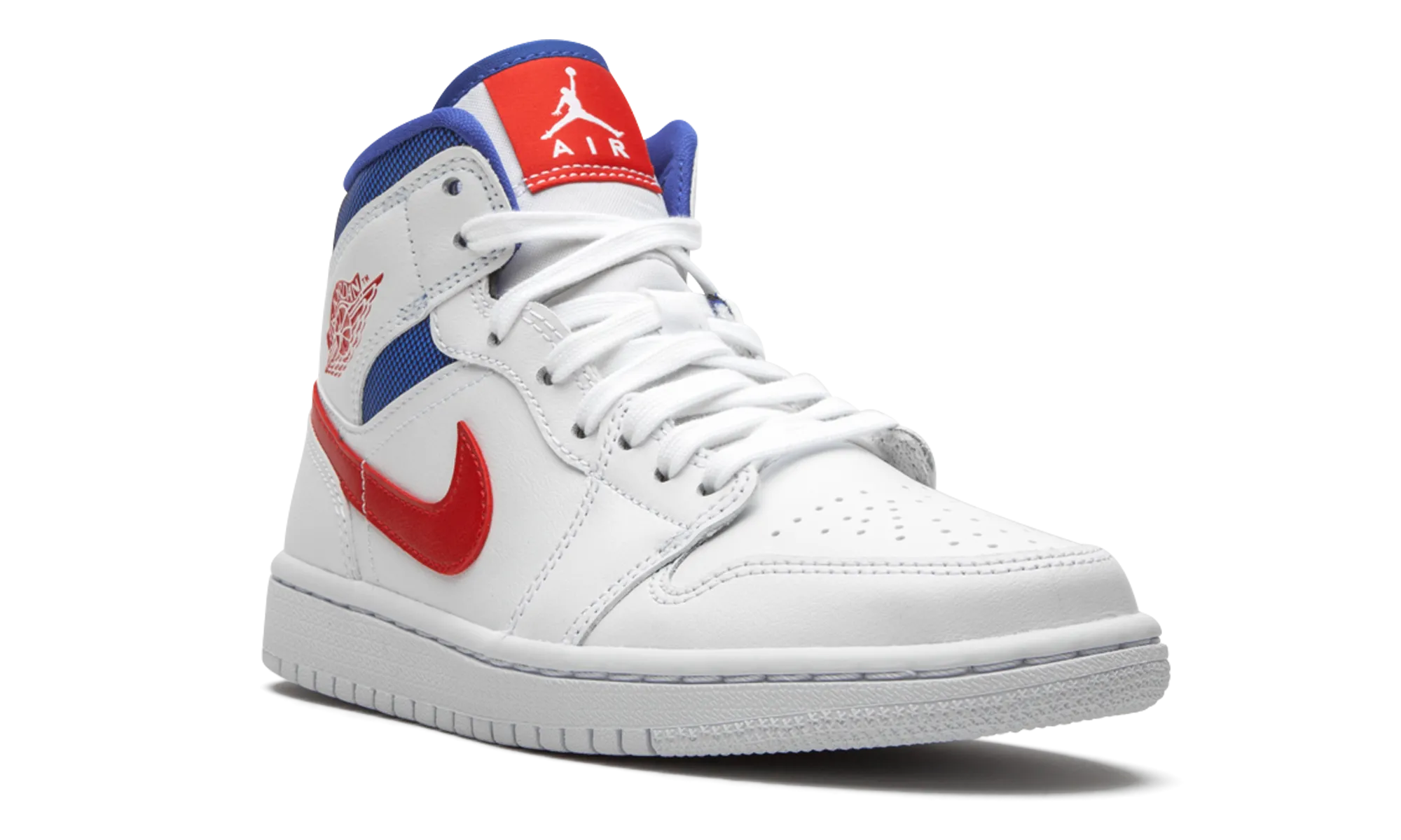 White Leather Platform Sneakers AIR JORDAN 1 MID WMNS "USA"