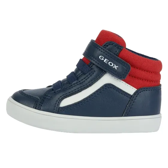 Geox scarpa alta da bambino con laccio elastico e velcro Gisli B361ND 05410 C0735 blu-rosso Cute Walking Sneakers