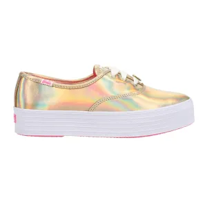 Casual Nike Running Shoes Keds x Barbie Point Metallic Leather Lace Up Sneakers