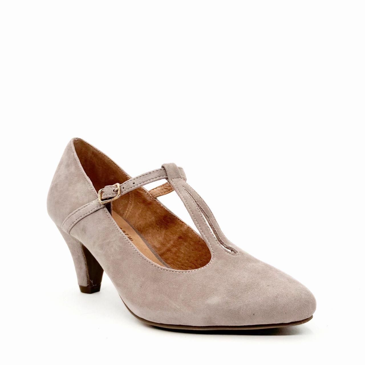 Gin T-Strap Heels Knee High Boots With Mid Heel