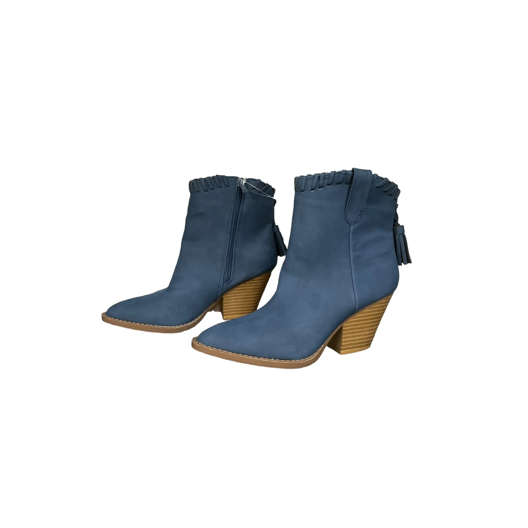 Bike Riding Boots Blue Boots Ankle Heels Forever, Size 7