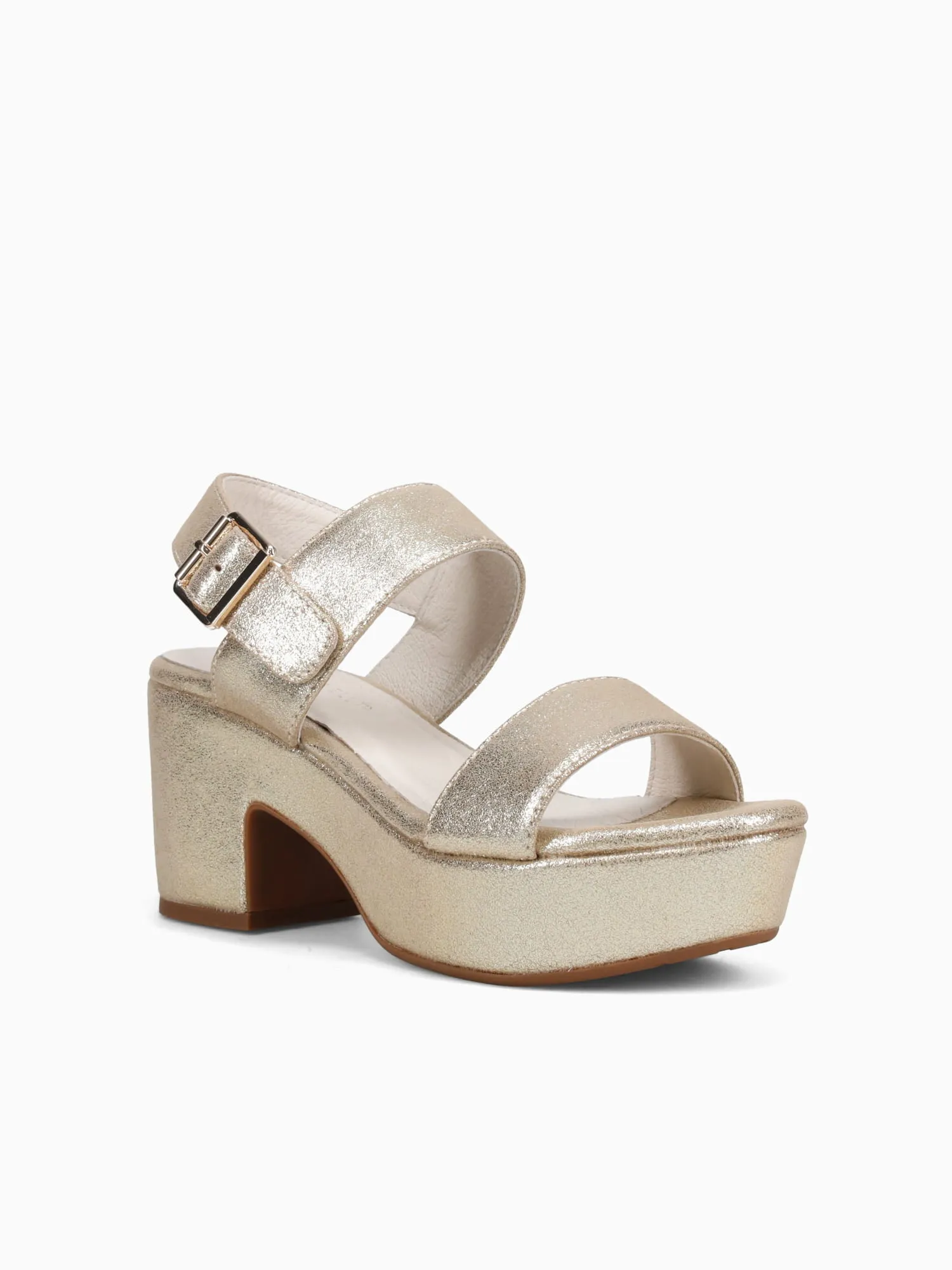 Gracyn Gold Shimmer Leather French Casual Shoes