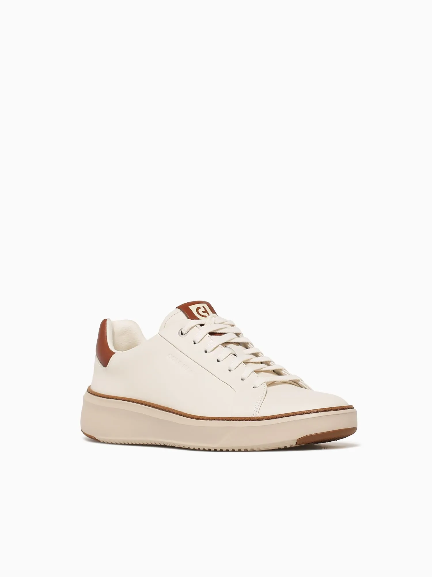 Grandpro Topspinsneaker Ivory Carame lea Casual Walking Shoes Australia