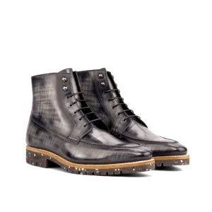 Grey Papiro Patina Leather Moc-Toe Boot Tall Dress Boots