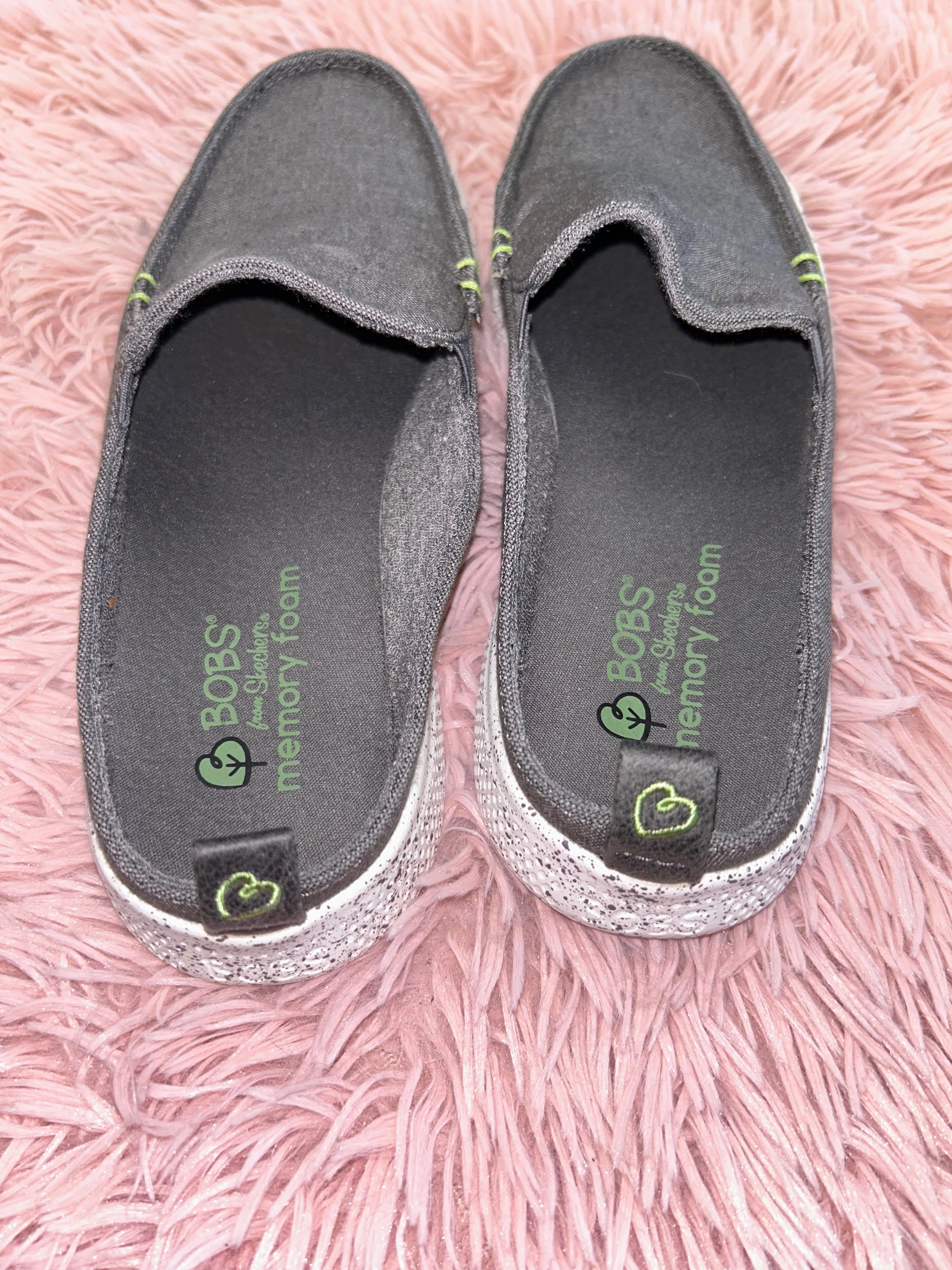 Back Flat Shoes Grey Shoes Flats Mule & Slide Bobs, Size 7.5