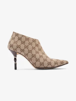 Twisted Boots Cowboy Boots Gucci Ankle Heeled Boots 85mm Beige And Ebony GG Supreme Canvas EU 37.5 UK 4.5