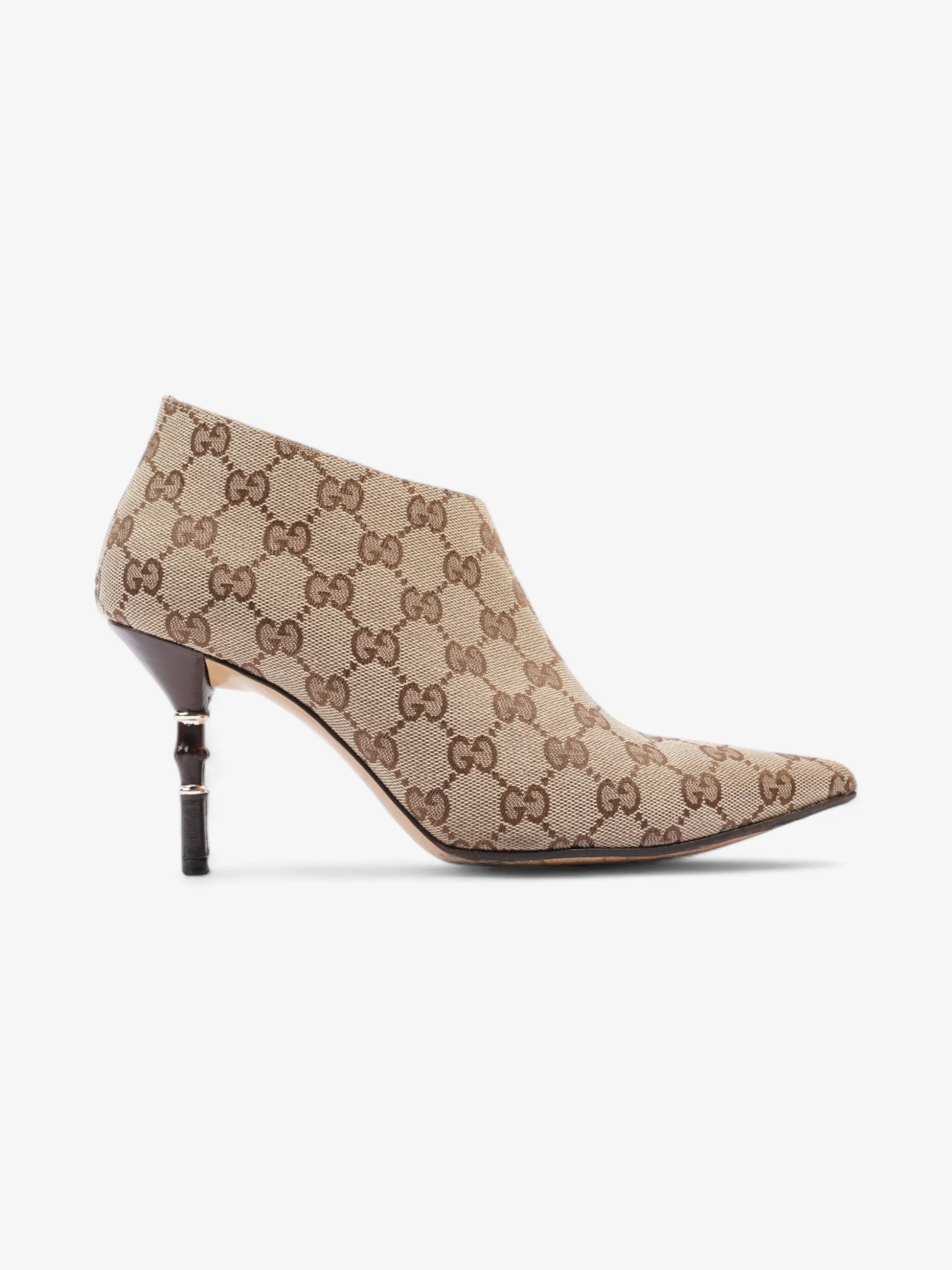 Gucci Ankle Heeled Boots 85mm Beige And Ebony GG Supreme Canvas EU 37.5 UK 4.5 Lowa Military Boots