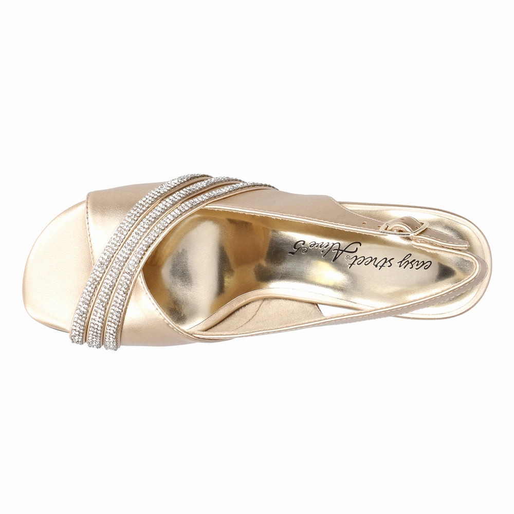 Teton Metallic Rhinestone Slingback Sandals