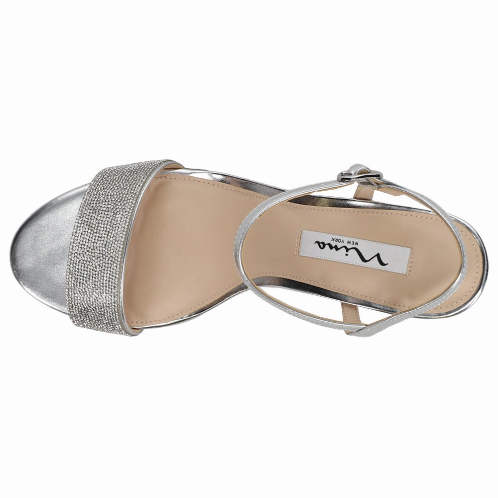 Best Casual Slip On Shoes Haven Metallic Rhinestone Ankle Strap Block Heel Sandals