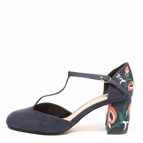 Trample In Heels Frenchie T-Strap Embroidered Heels