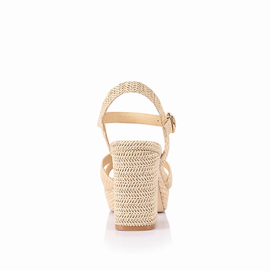 Three Strap High Heels Heppell Platform Heels - Raffia