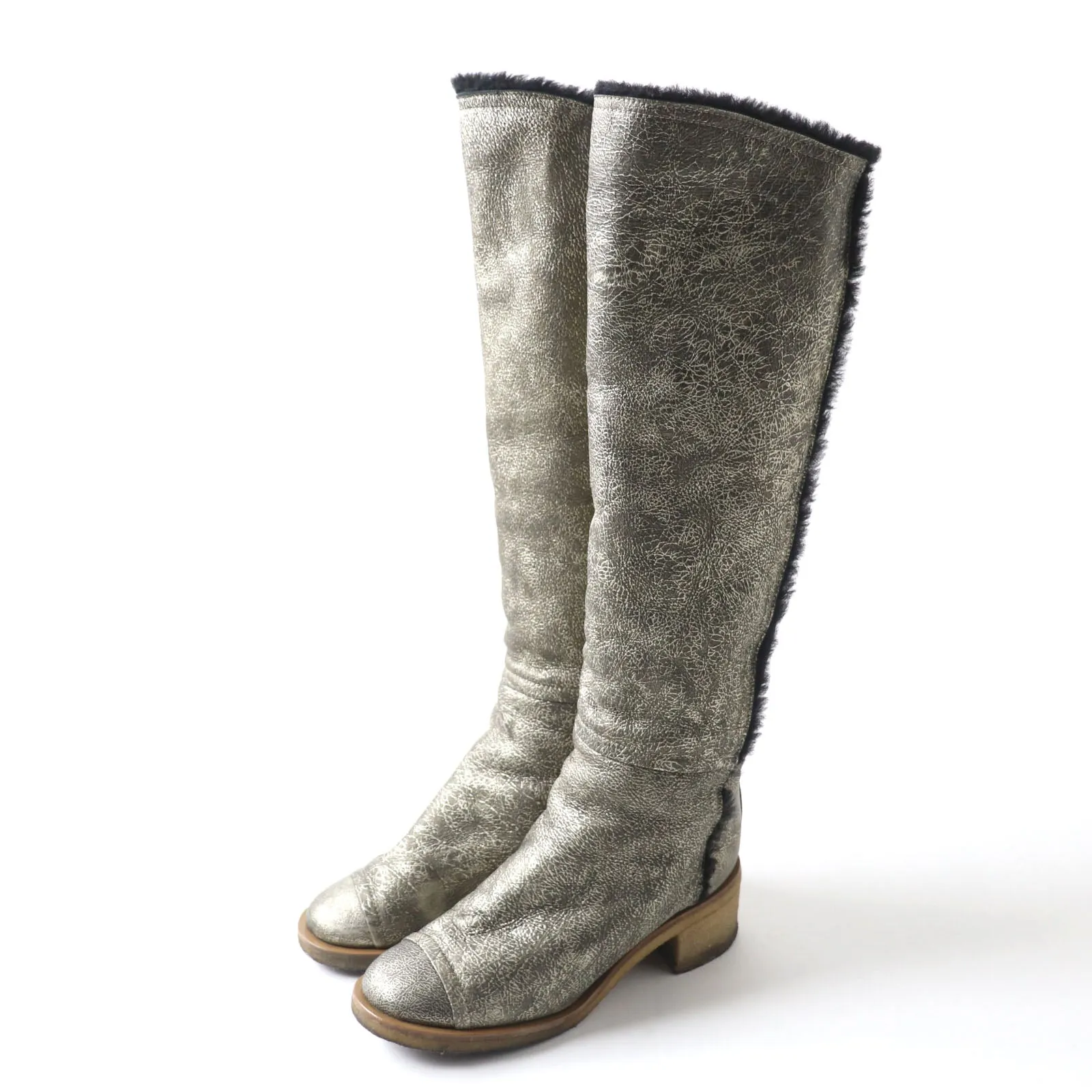 Chanel Knee-high Boots Metal Logo Chunky Heel Ariat Rebar Boots