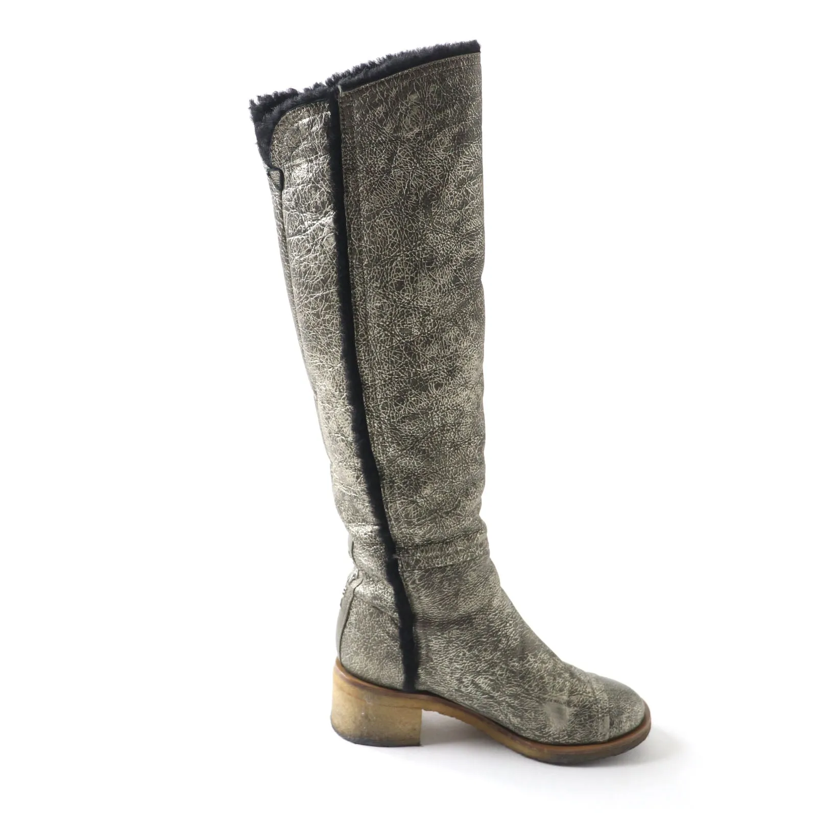 Cowboy Boots Outfit Chanel Knee-high Boots Metal Logo Chunky Heel