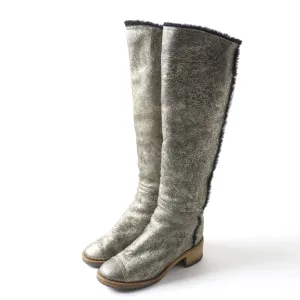 Childrens Knee High Boots Chanel Knee-high Boots Metal Logo Chunky Heel