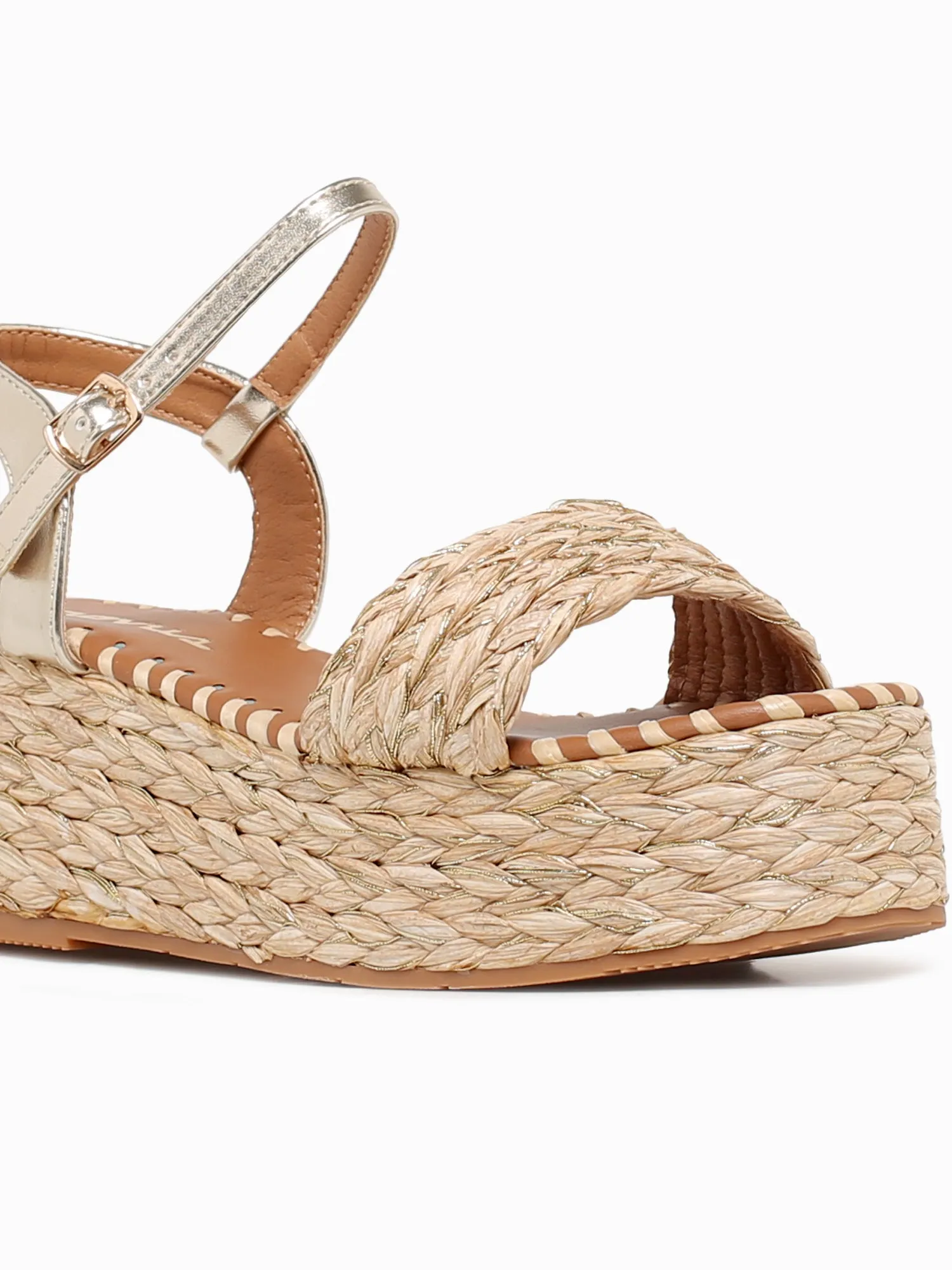 Kai Lt Gold Raffia Wish Casual Shoes