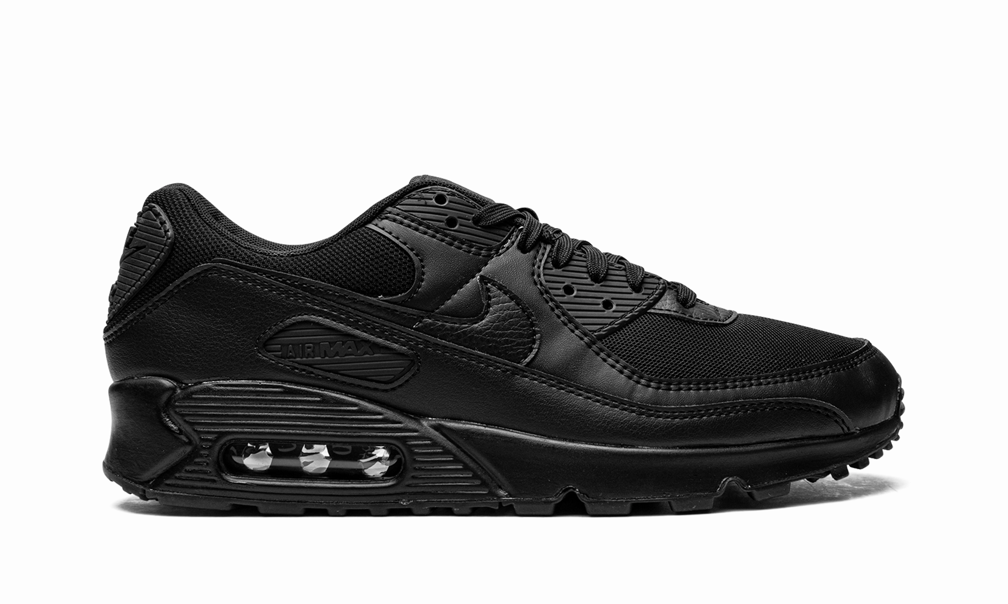 AIR MAX 90 MNS WMNS "Triple Black" Nike Shoes With Sparkle Swoosh