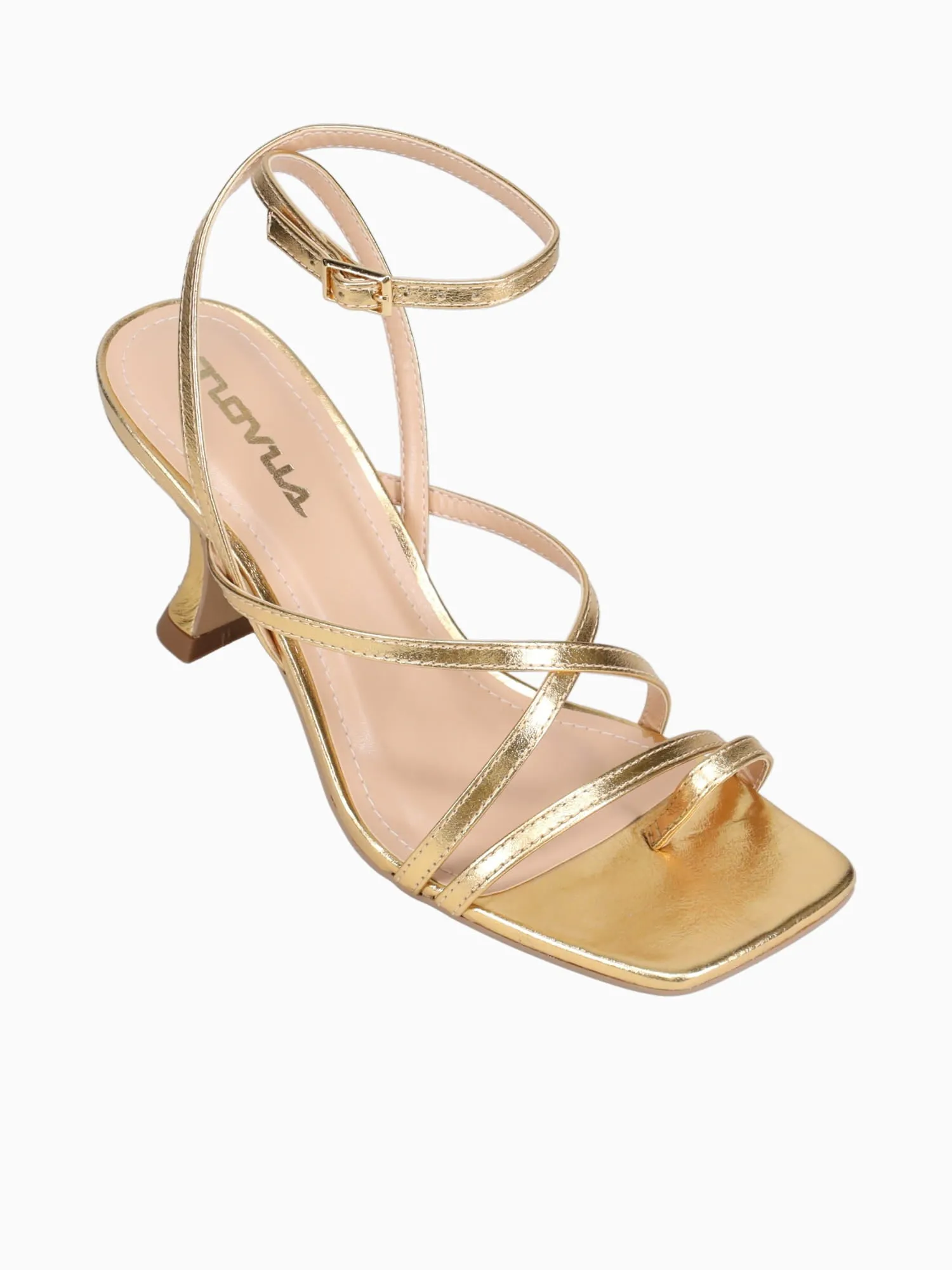 Hillary Gold Crystal Leather Best Smart Casual Shoes For Work