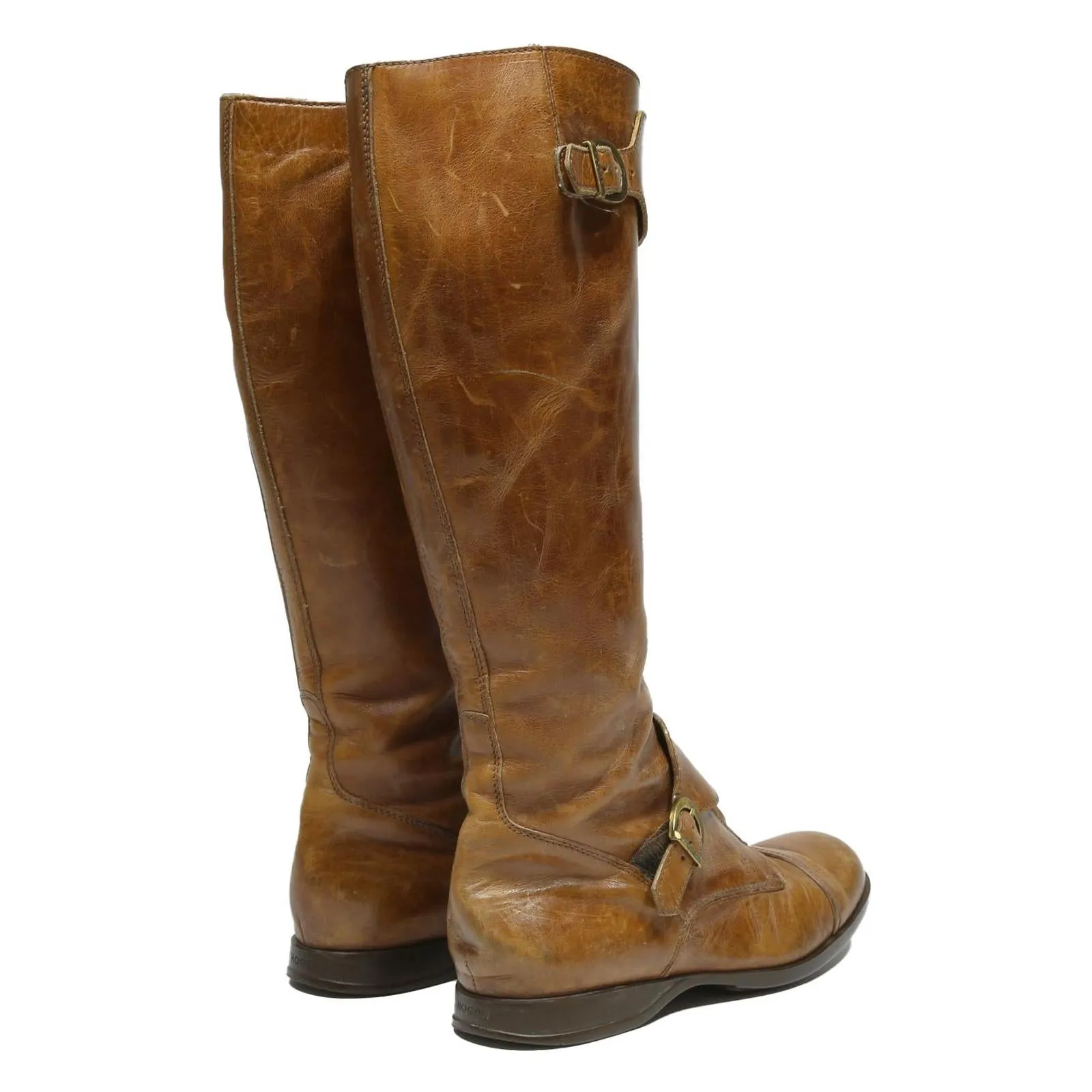 Levi Strauss Boots HOGAN Womens Leather Knee High Boots Brown UK 5.5 Classic Stylish Comfortable