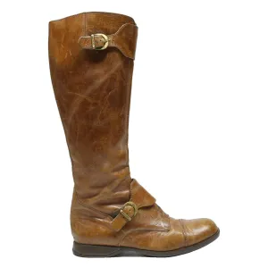 Cowgirl Boots Size 13 HOGAN Womens Leather Knee High Boots Brown UK 5.5 Classic Stylish Comfortable