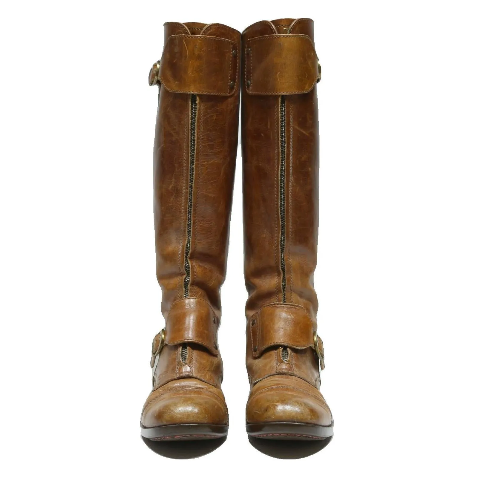 Military Tactical Boots HOGAN Womens Leather Knee High Boots Brown UK 5.5 Classic Stylish Comfortable