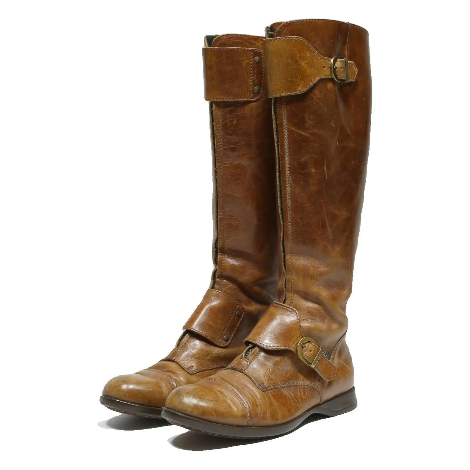 HOGAN Womens Leather Knee High Boots Brown UK 5.5 Classic Stylish Comfortable Boots Sparkle