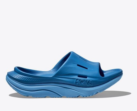 HOKA ALL GENDER ORA RECOVERY SLIDE 3 - COASTAL SKY/ALL ABOARD Leather Slides Sandals