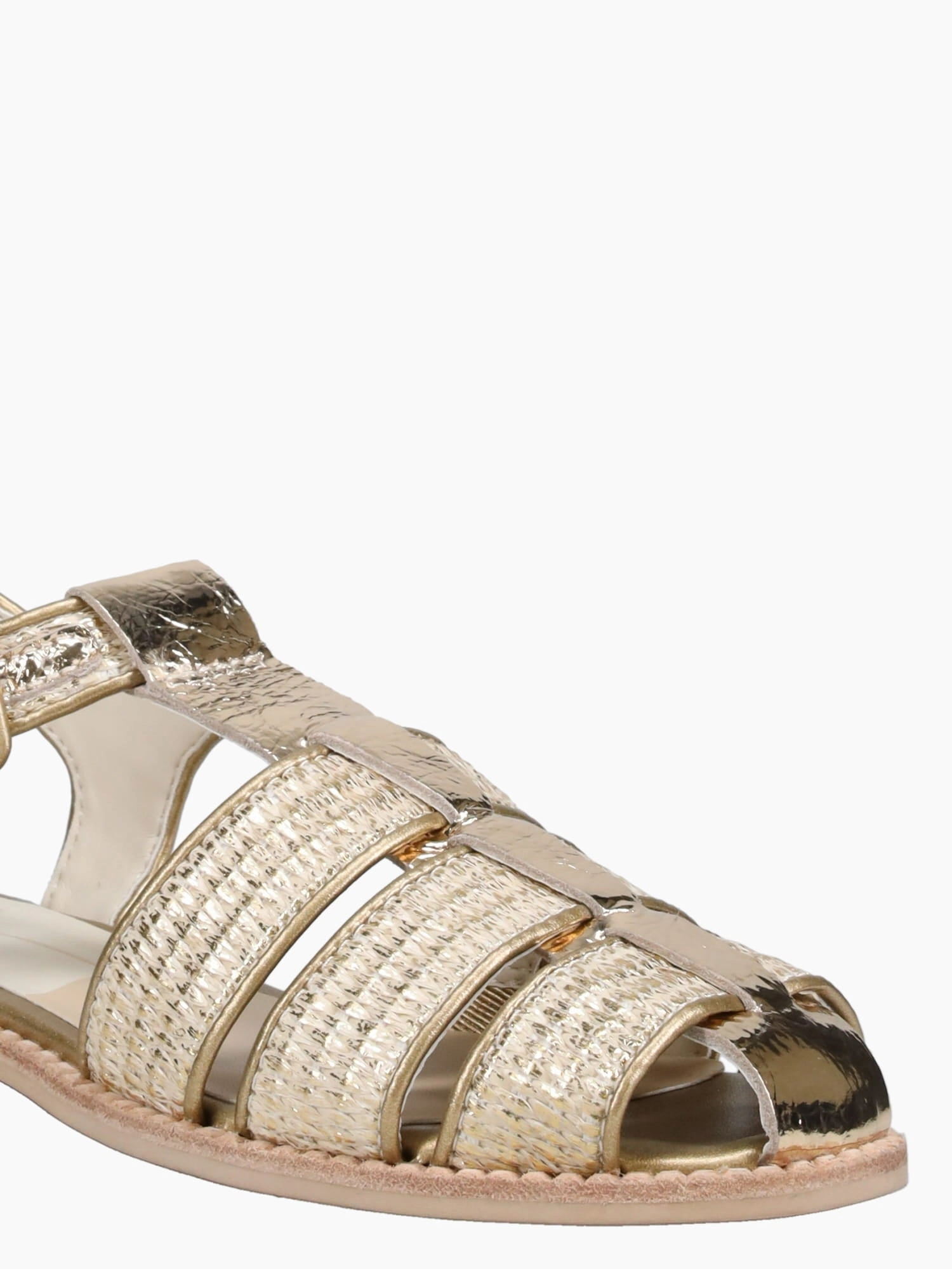 Holis Light Gold Raffia Shoes Casual Leather