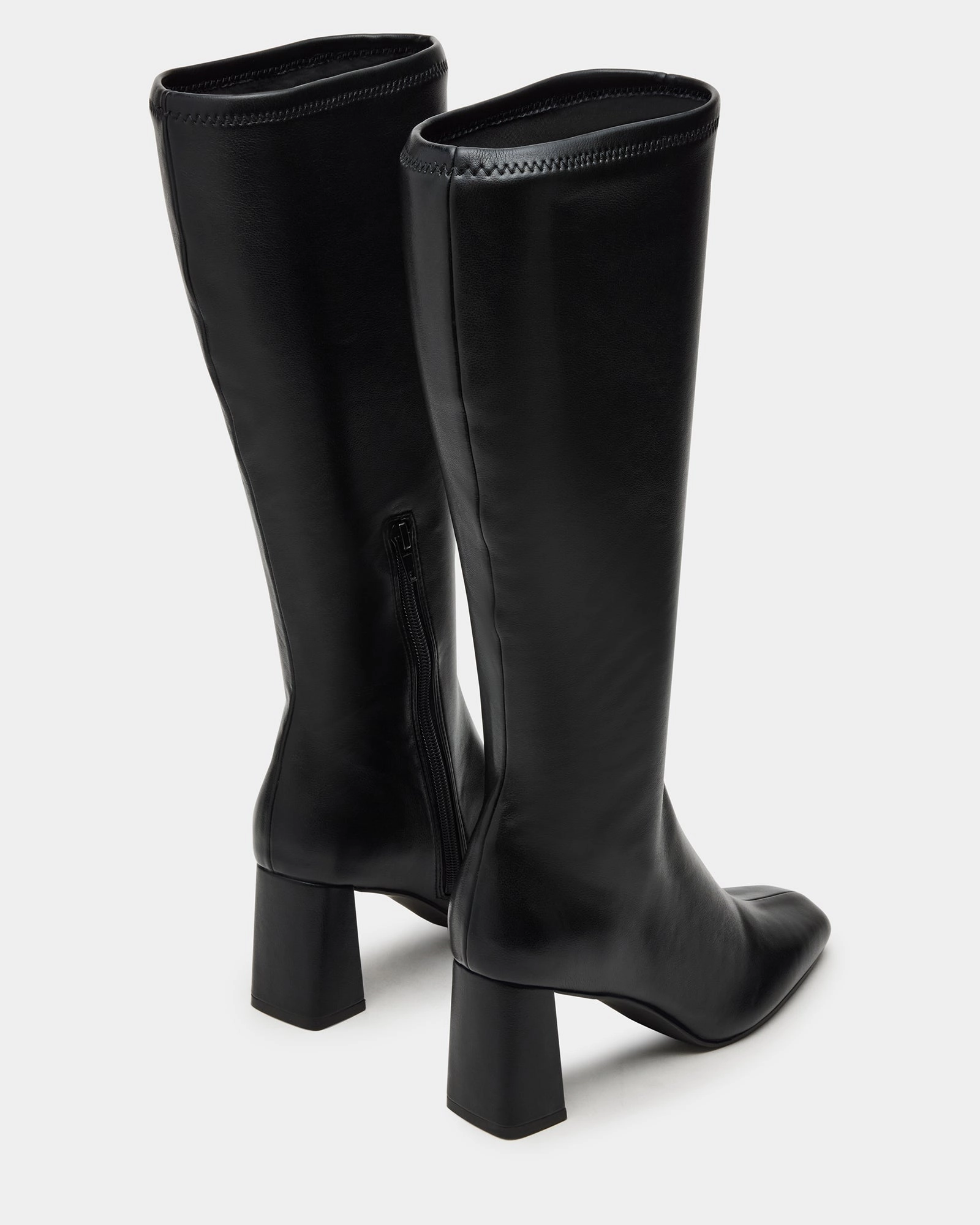 Side Zipper Cowboy Boots HOLLY BLACK WIDE CALF