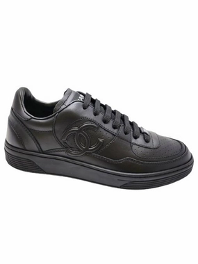 Sparkle Steve Madden Sneakers CC Logo Calfskin Low Top Sneakers Black Chanel