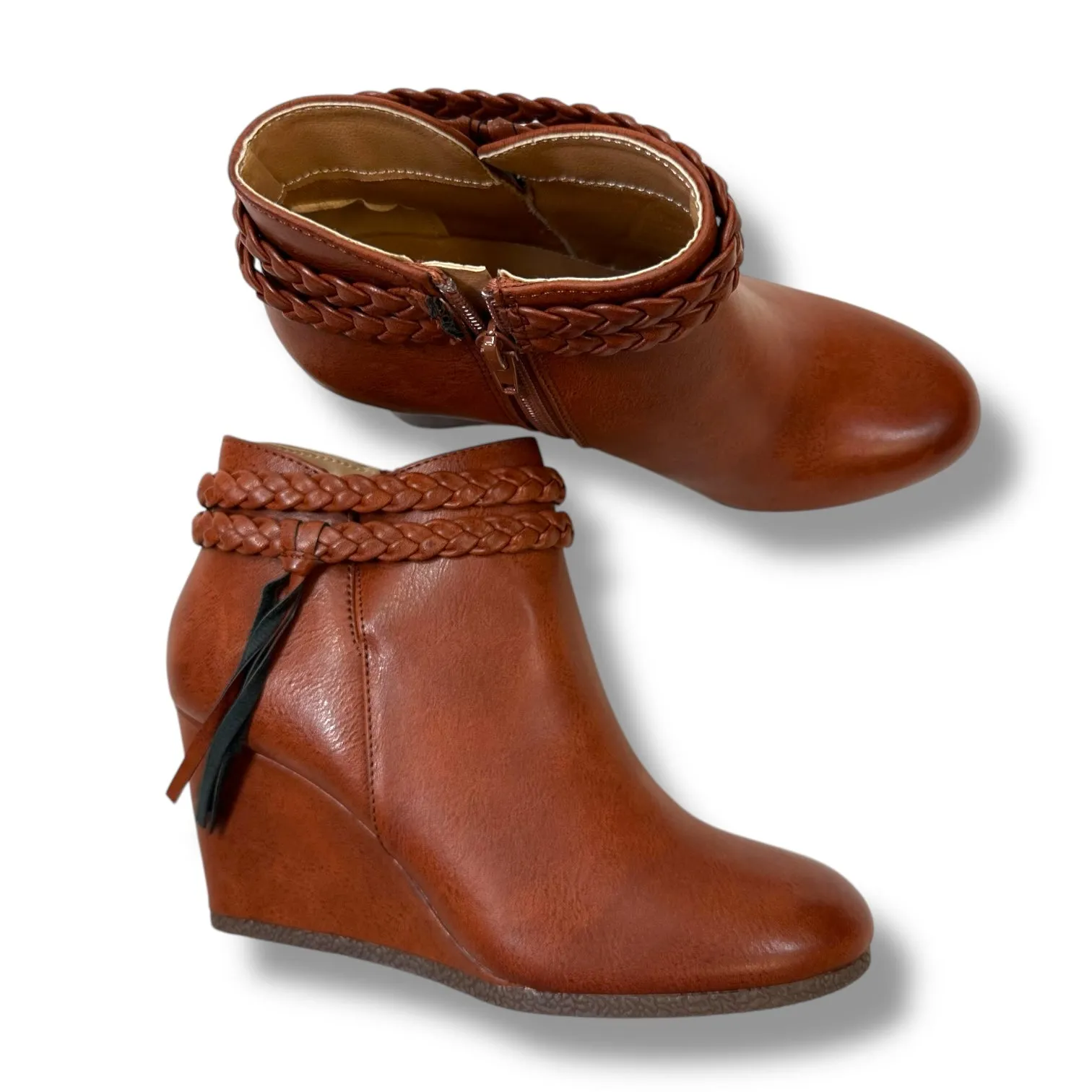 Work Boots Construction Boots Ankle Flats By CMF In Bronze, Size: 5.5