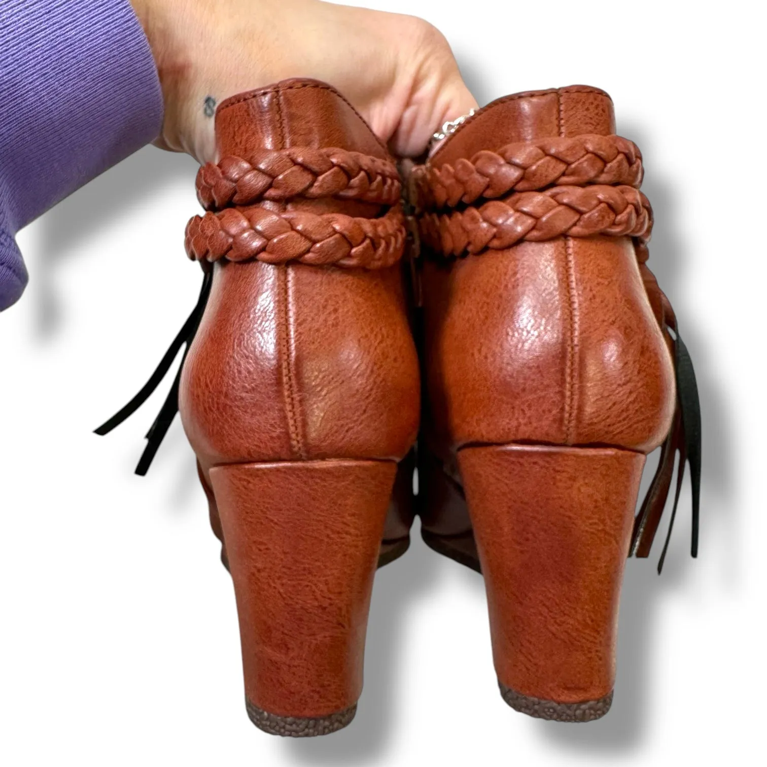 Boots With Fold Boots Ankle Flats By CMF In Bronze, Size: 5.5