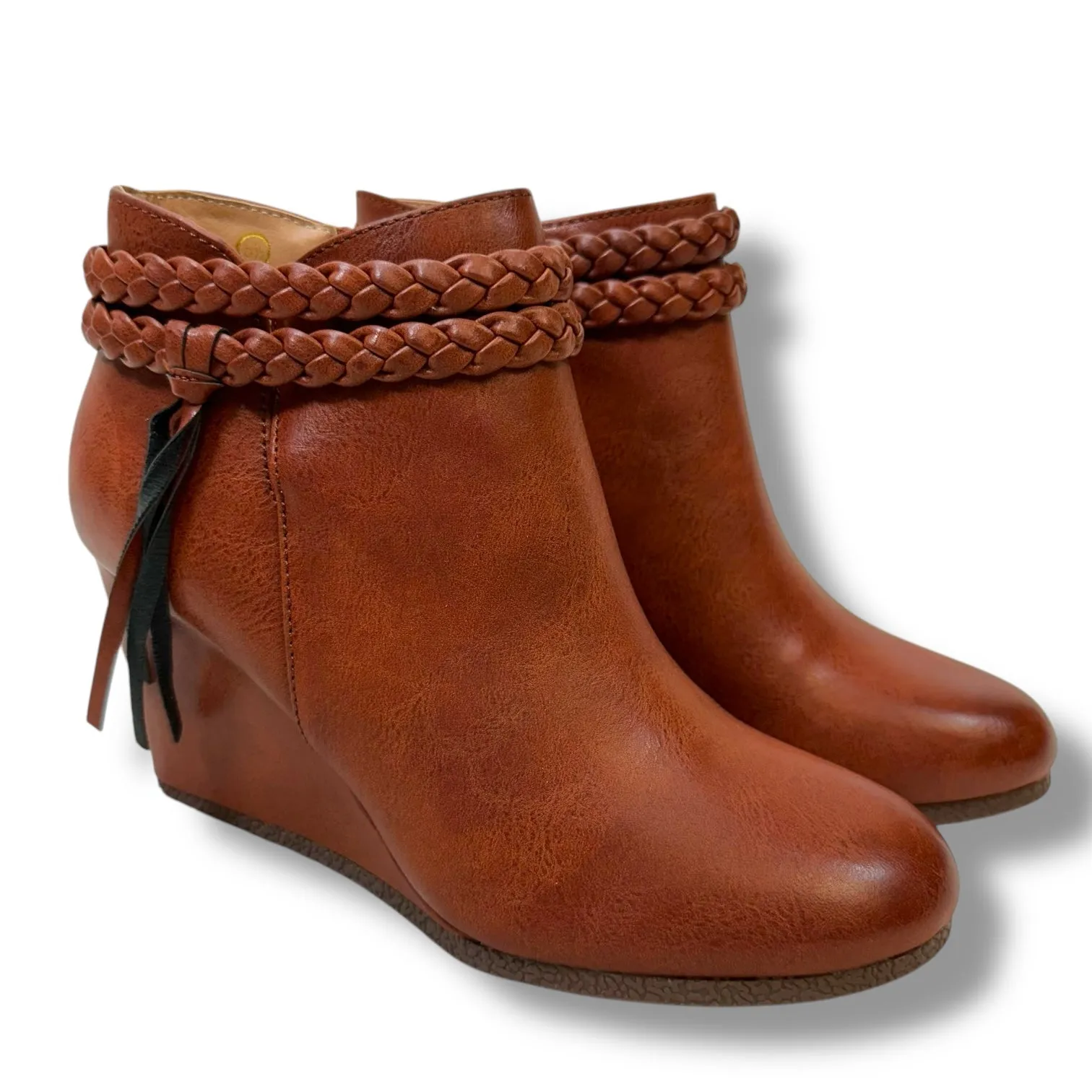 Dog Suspender Boots Boots Ankle Flats By CMF In Bronze, Size: 5.5