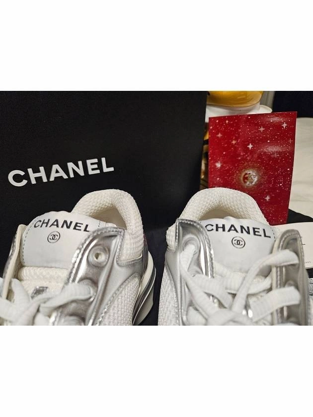 Weight Training Sneakers Fabric Laminated Low Top Sneakers Silver Chanel