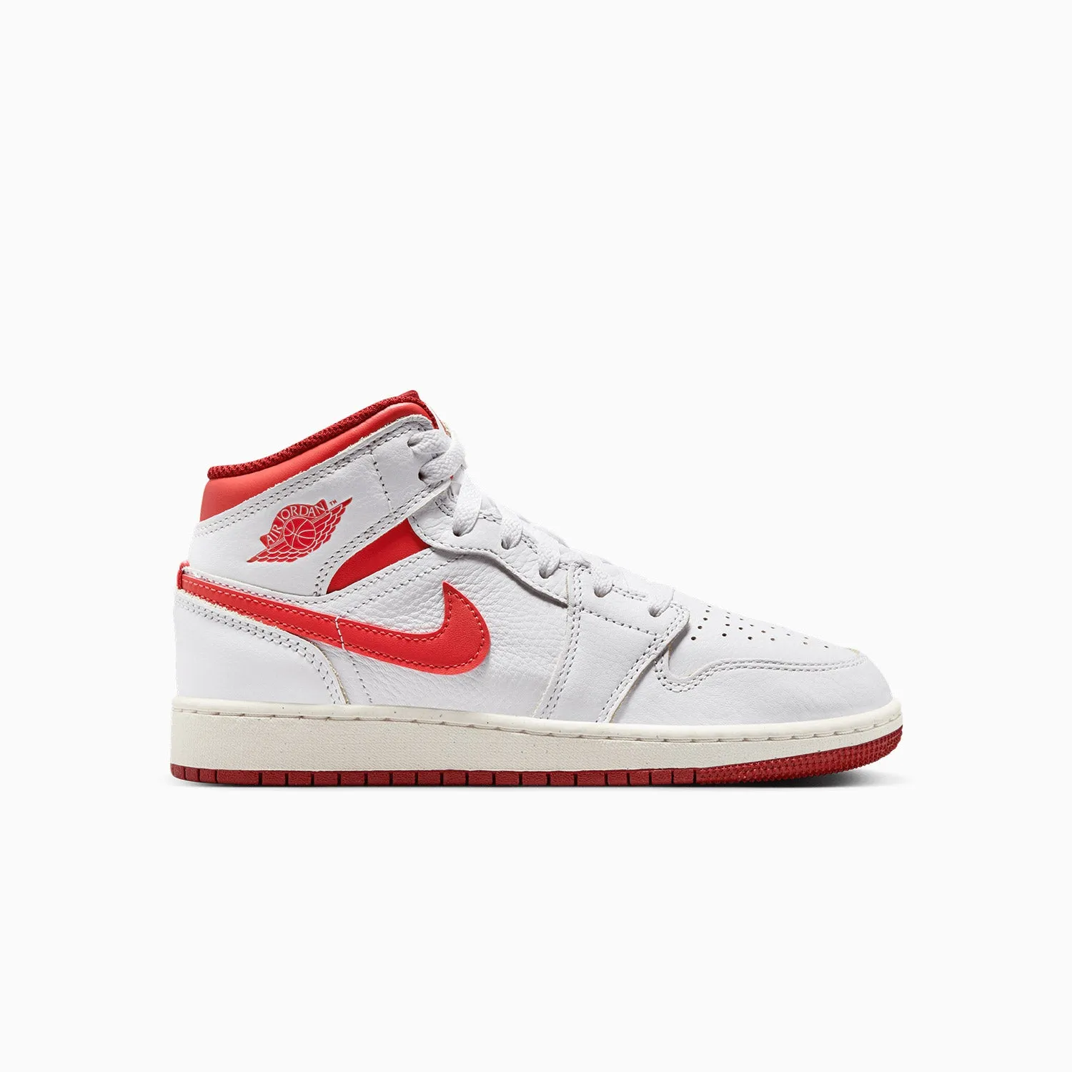Most Comfortable Fashion Sneakers Kid's Air Jordan 1 Mid SE "White Dune Red" Grade School