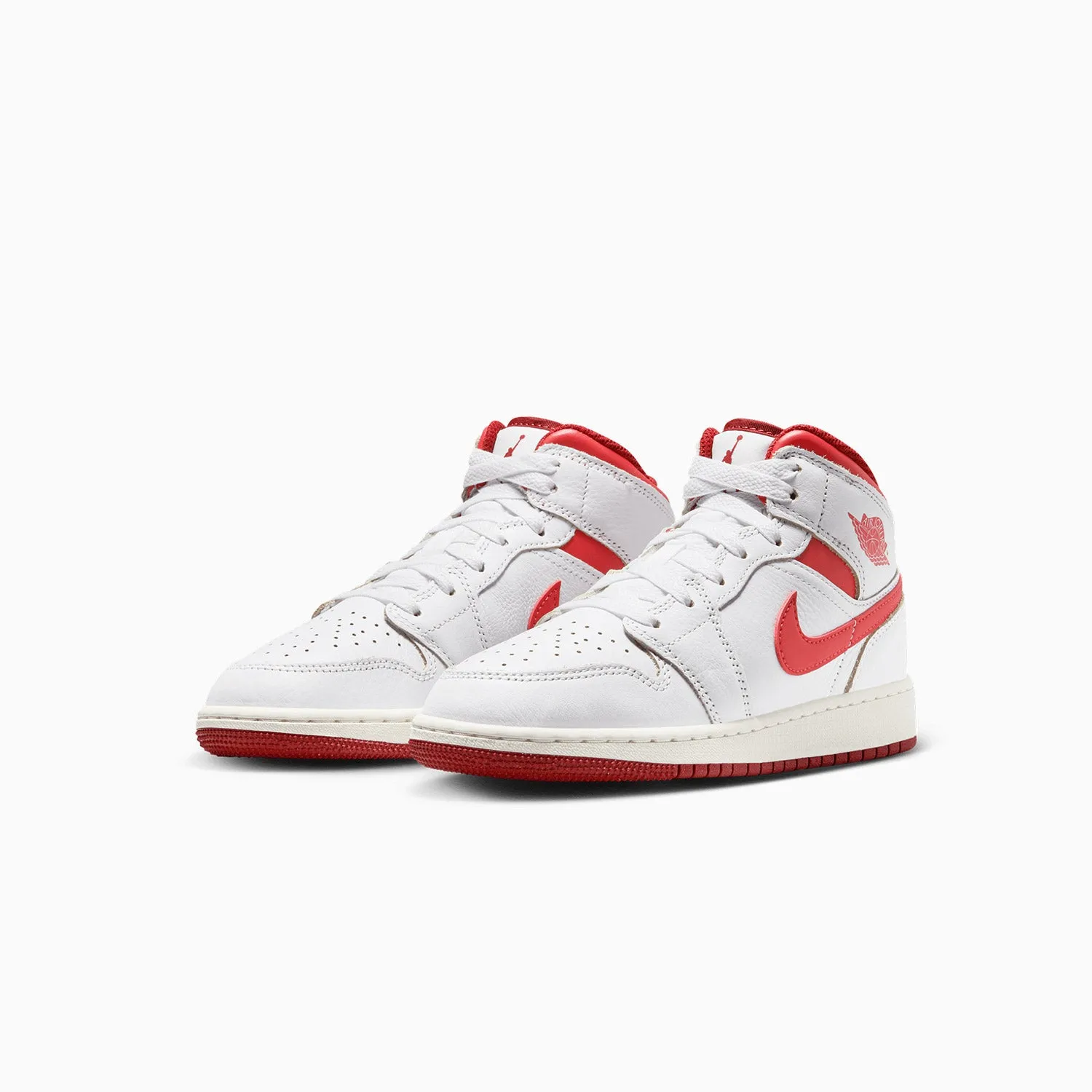 Run Sneakers Kid's Air Jordan 1 Mid SE "White Dune Red" Grade School