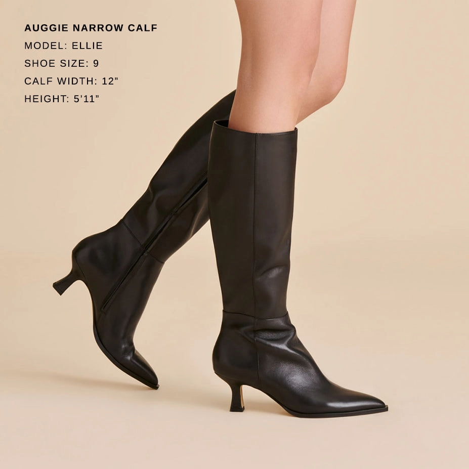 AUGGIE NARROW CALF BOOTS BLACK LEATHER Working Cowboy Boots