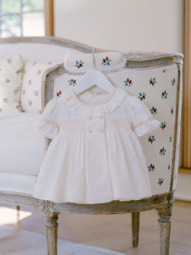 Ivory Santina Smock Ceremony Baby Girl Set Casual Driver Shoes